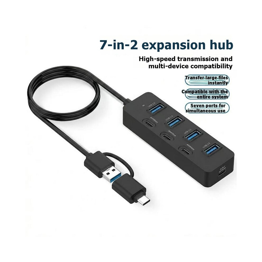 Usb Hub, 7-Port 3.0 Button Usb Expansion Splitter, Computer Splitter, High-Speed Hub For Laptop Computer 6032366114491