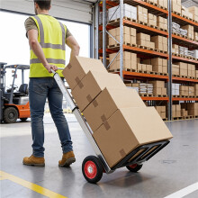 (L39cm×W41cm) Heavy Duty Folding Metal Hand Trolley Sack Truck on Wheels with Adjustable Handle,Gloves & Bungee Cord,100kg Capacity