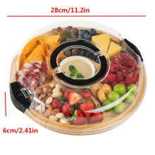 (Small Oval with Lid) 1pc Cheese Board with Transparent Acrylic Lid - Portable Appetizer Platter for Camping, Parties, Restaurants