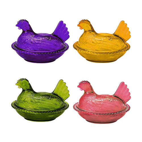 Plastic Nesting Hen Candy Bowl Trinket Box with Lid for-Yellow 1