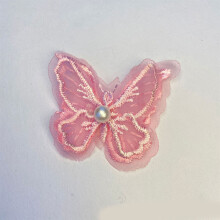 Delicate Handmade Pearls Embroidery Butterfly-Light Purple