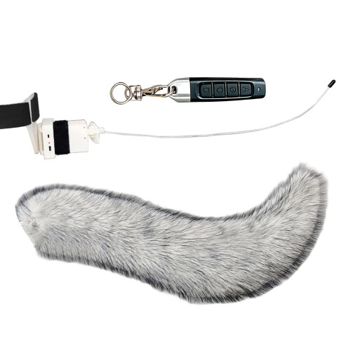Queue remuante avec télécommande, fausse fourrure, queue-Blanc