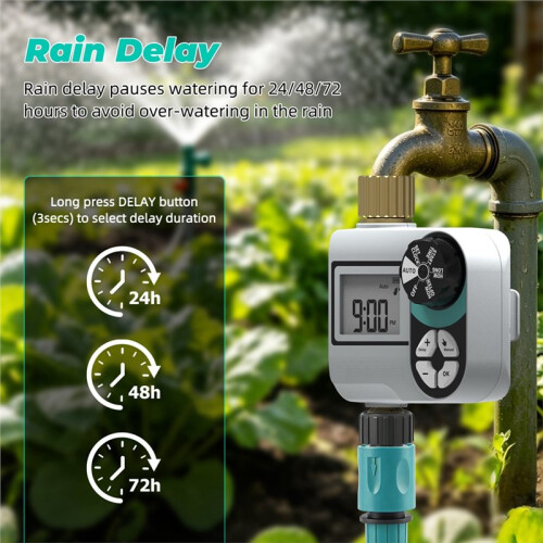 Garden Irrigation Controller Digital Sprinkler Brass Water Timer IP55 Waterproof Automatic Watering System for Yard Lawn