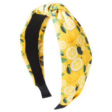 Fashion Fruit Print Headwrap Soft Breathable Wide-Yellow