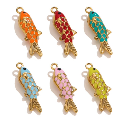 Accessoire de bijoux à breloques en forme de poisson,-Jaune 1