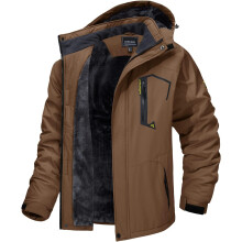 Chaqueta Softshell para Hombre con Capucha Desmontable Impermeable Cómoda Marrón S — abrigo senderismo hombre