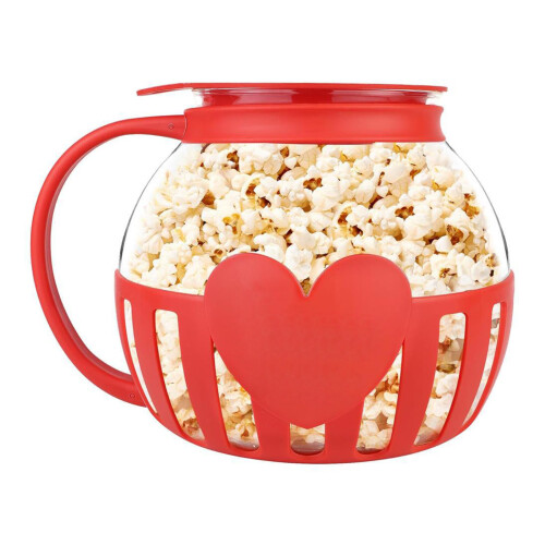Microwave Glass Popcorn Popper Glass Container-Red 2.25L