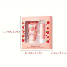 Strawberry Hand Cream Lip Balm Set Hydraterend cadeau voor vrouwen Vakantiecadeauset