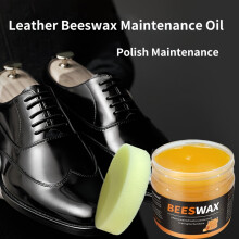 Schoenpoetsverzorgingsset met 1 polijstspons, bijenwasolie voor Faux, universele kleur voor schoenen, tassen, jassen,