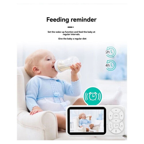 Monitor de Bebê de 3,5 Polegadas com Tela Colorida, Detecção de Temperatura e Som, Interfone com Vídeo, Visão Noturna e Vigilância de Segurança 1