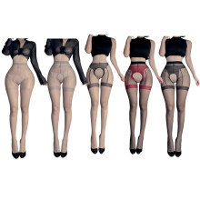 Mock jarretel panty Faux dij hoge kousen over-5 gemengde kleuren