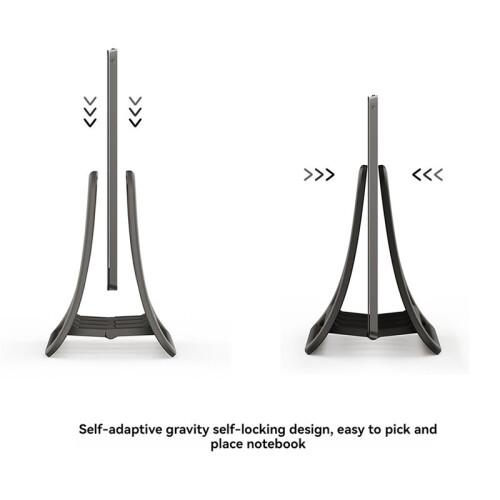 2X Adjustable Vertical Laptop Stand - Notebook & Tablet Holder Vertical Storage Rack Black