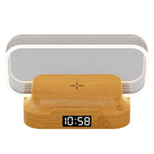 Bedside Night Light with Alarm Clock for Bedroom Touch Lamp with Wireless Charger Dimmable Wake Light