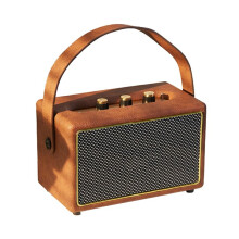 Professional Portable Wireless Vintage Speakers USB Card Reader Wooden PU Outdoor Home Music Player Brown