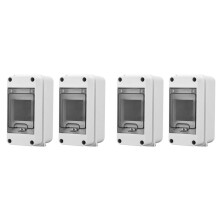 3 Way Distribution Protection Box, Waterproof Transparent Cover 3 DIN Rail Outdoor Distribution Junction Box 4Pcs