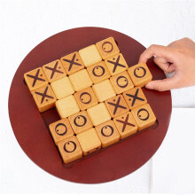 XO Chess Board Wooden Tic-Tac-Toe Game Desktop Board-Games Interactive Educational Montessori-Toys for Children