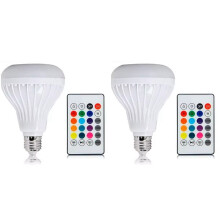 2X E27 RGB Wireless Lautsprecher Birne Musik Spielen Dimmbare LED Birne Licht Lampe mit Fernbedienung