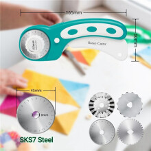 2pcs 45mm Rotary Cutter for Fabric with 16Pcs Rotary Blades, Rolling Fabric Cutter Crochet Skip Blade Perforating