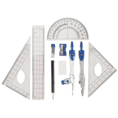 20-Delade Math Geometry Kit Sets Studentmaterial för Ritning och Ritningar med Splittersäker Förvaringslåda 2