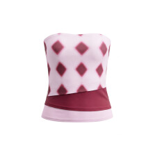 (M, Multicolor) Women's Slim Tube Tops Sleeveless Off Shoulder Strapless Geometric Patterns Print Bandeau