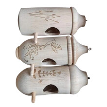 Set van 3 mini-hangende vogelhuisjes gemaakt van duurzaam hout