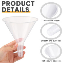 24 Pcs Large Clear Plastic Funnel 4.7 Inch Wide Mouth Clear Funnels with Long Reaching Spout for Filling Water Bottles