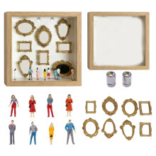 Boîte de silhouettes de Mini musées à -Couleur bois Avec lumière