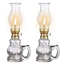 2PCS Chamber Oil Lamp Glass Oil Lamps, Home Lighting Lamp Clear Lamp Lantern, Oil Lantern for Tabletop Decor