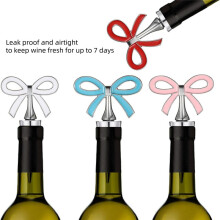 4 Pcs Wine Stopper Set,Reusable Vacuum Bottle Corks with Silicone Seal for Holiday Party, Women, Gift, Christmas Silver