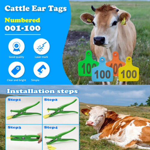 100 Count Farm Animal Identification Markers Formed From-White 1