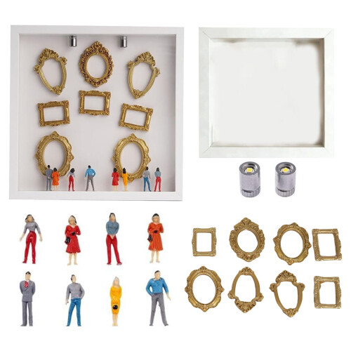 Boîte de silhouettes de mini musées DIY,-Blanc Avec lumière