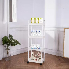 (White 4 Layers) Duurzaam kunststof rollend opbergrek met 360 draaibare wielen |Multifunctionele opbergwagen voor badkamer, slaapkamer,