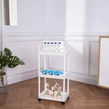 (White 3 Layers) Duurzaam kunststof rollend opbergrek met 360 draaibare wielen |Multifunctionele opbergwagen voor badkamer, slaapkamer,