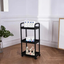 (black 3 layers) Duurzaam kunststof rollend opbergrek met 360 draaibare wielen |Multifunctionele opbergwagen voor badkamer, slaapkamer,