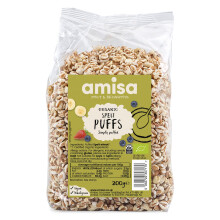 Amisa Organic Spelt Puffs, 200g - Light & Crunchy Texture - High in Fibre & Vegan-Friendly Cereal