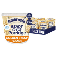 Ambrosia Low Fat Porridge Pots, Ready-to-Eat Golden Syrup Flavour With British Wholegrain Oats, 210 g (Pack of 6)