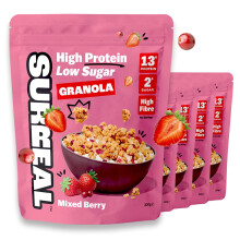 Surreal High Protein Low Sugar Granola - 13g Protein Vegan Snack or Breakfast Cereal - High Fibre, Plant-Based Granola Clusters 300 g
