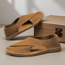 (Brown, 7) Summer Plus Size Round Toe Men'S Casual Slides Comfortable Fabric Soft Breathable Korean Fashion Versatile Men'S