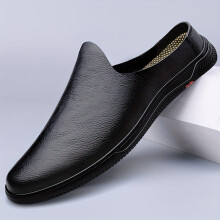 (8910 Black, 6.5) Summer Men'S Shoes Genuine Soft Sole Men'S Casual Shoes Fashionable Versatile Half Slippers Backless Slippers