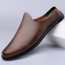 (8910 Brown, 8.5) Summer Men'S Shoes Genuine Soft Sole Men'S Casual Shoes Fashionable Versatile Half Slippers Backless Slippers