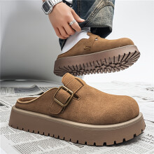 (Khaki, 8.5) New Spring Style Big-Toe Shoes, Unisex Vintage Fashion Slippers, Height-Increasing Casual Plus-Size Trendy,