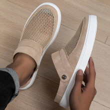(Khaki, 6.5) Men's Summer Lightweight Mesh Sandals, Breathable and Non-Stuffy. Dual-Wear Design for Both Sandals and Slippers