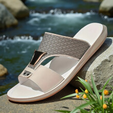 (White, 8.5) Men'S Summer Fashion Slippers And Sandals - Comfortable Material, Black And White Design, Casual Style, Outdoor Wear