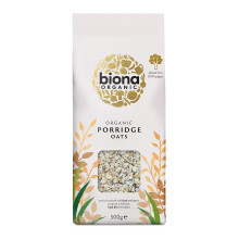 Biona Organic Porridge Oats, 500 g - Organically Grown Breakfast Oats - High Fibre - Sustainable 100% Recyclable Paper Packaging - For Cooking