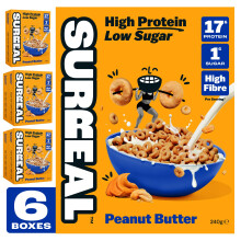 Surreal Peanut Butter - High Protein Cereal Gluten Free - Zero Sugar- Healthy Plant Based Cereal - High in Fibre - Low Carb - Vegan - 17g of Protein