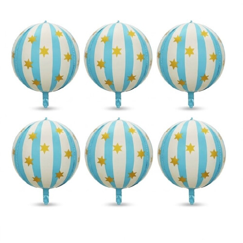 6 Balões de Carnaval 4D de 22 Polegadas com Estrela para Decoração de Festas Temáticas de Carnaval e Circo - Azul 1