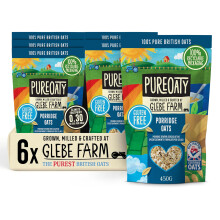 Glebe Farm Porridge Oats 6pk, Healthy Wholegrain Gluten Free For Slow Release Energy, 100% British, All-Natural & High In Fibre