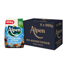 Alpen No Added Sugar Muesli, Breakfast, High in Fibre, Vegetarian, Low Sugar, (Pack of 6 ) 950g