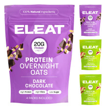 ELEAT | High Protein Overnight Oats | Variety Pack with Dark Chocolate & Apple Cinnamon | High Fibre & Low-Sugar Porridge