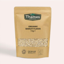 Organic Barley Flakes-Certified Organic, Non-GMO, Vegan, No Additives, No Preservatives, Resealable Bag by Thames Organic 1kg
